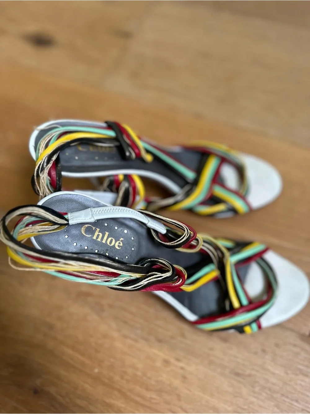 Chloé Y2K Multicolor Strappy Leather Sandal Heels Sz 39